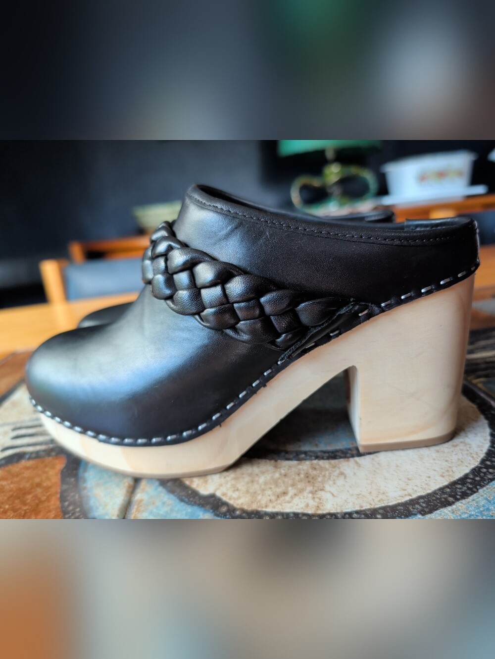 Dolce Vita 70s Clog Mule Slip On Braided Danish Chunky Wooden Boho Leather 8.0